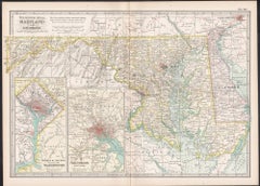 Maryland y Delaware. EE.UU. Atlas del siglo estado antiguo mapa vintage