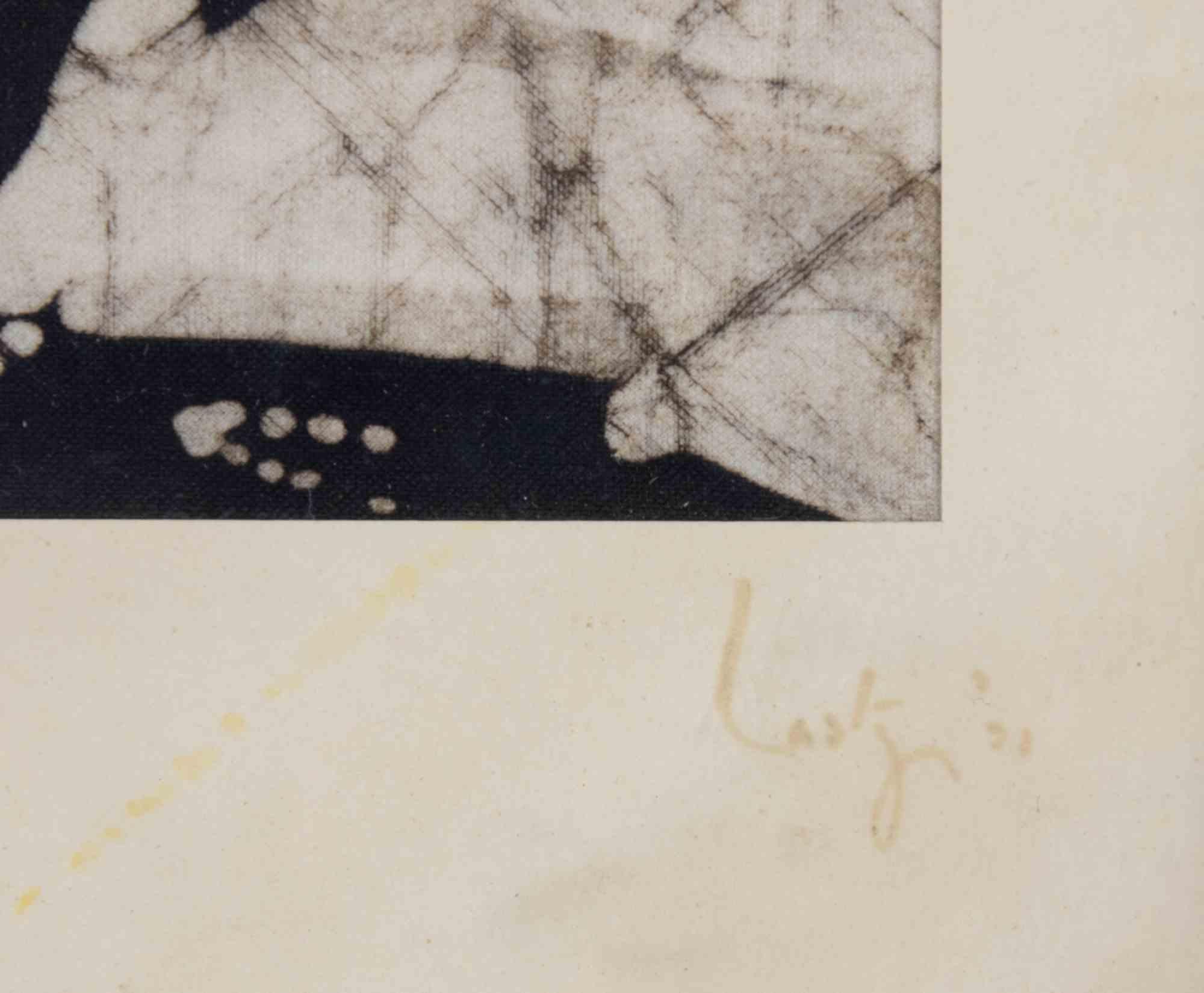 Mask is a contemporary artwork realized by an unknown Artist in the late 20th Century.

Mixed colored lithograph.

Signature on the lower margin

Includes frame
