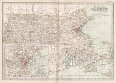 Massachusetts. USA Century Atlas state Antique vintage map