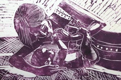 Matermita, Linogravure moderne sur papier de soie fin par Biagio Civale