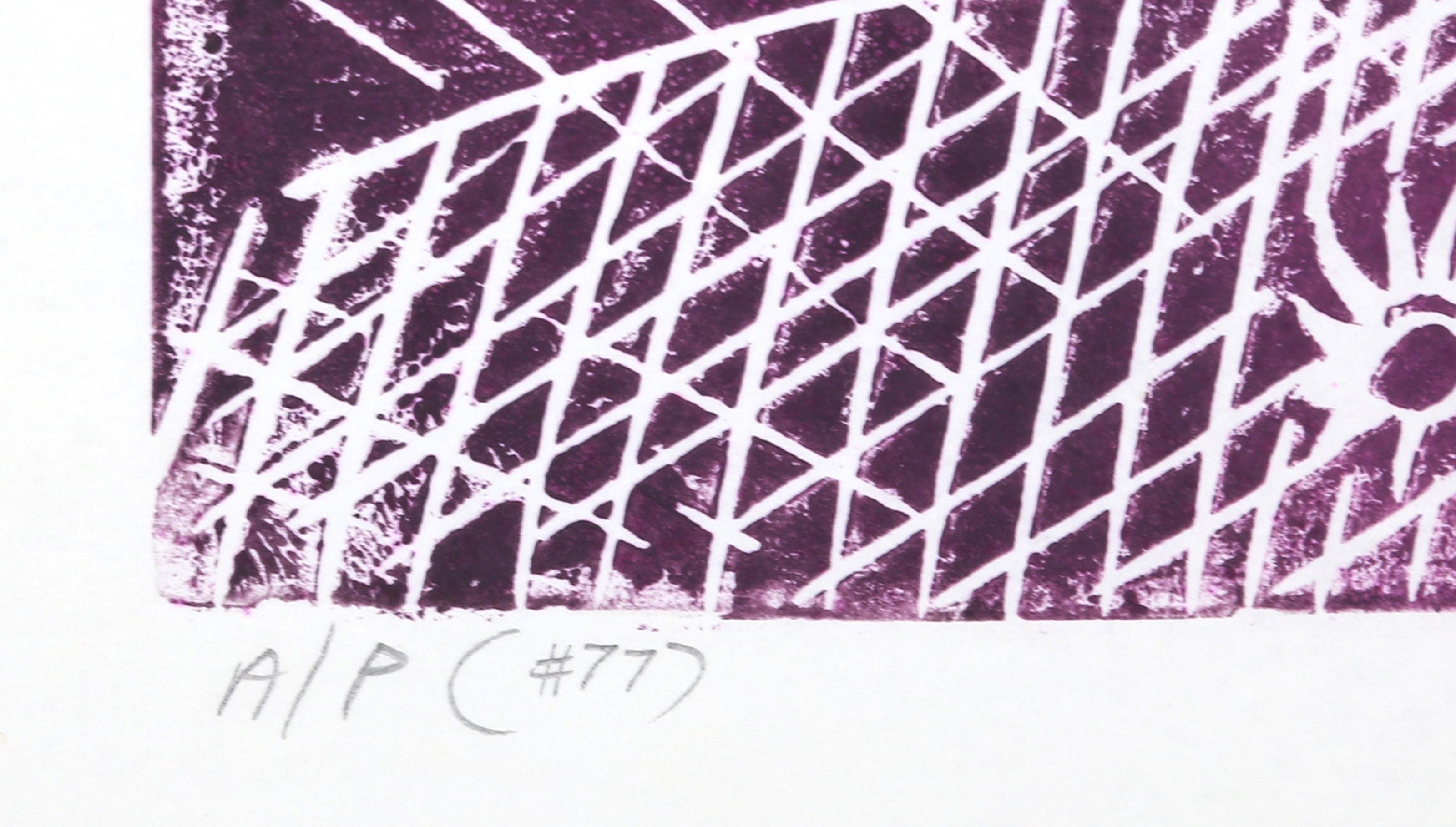Matermita, Modern Linocut on thin tissue paper by Biagio Civale - Gray Landscape Print by Unknown