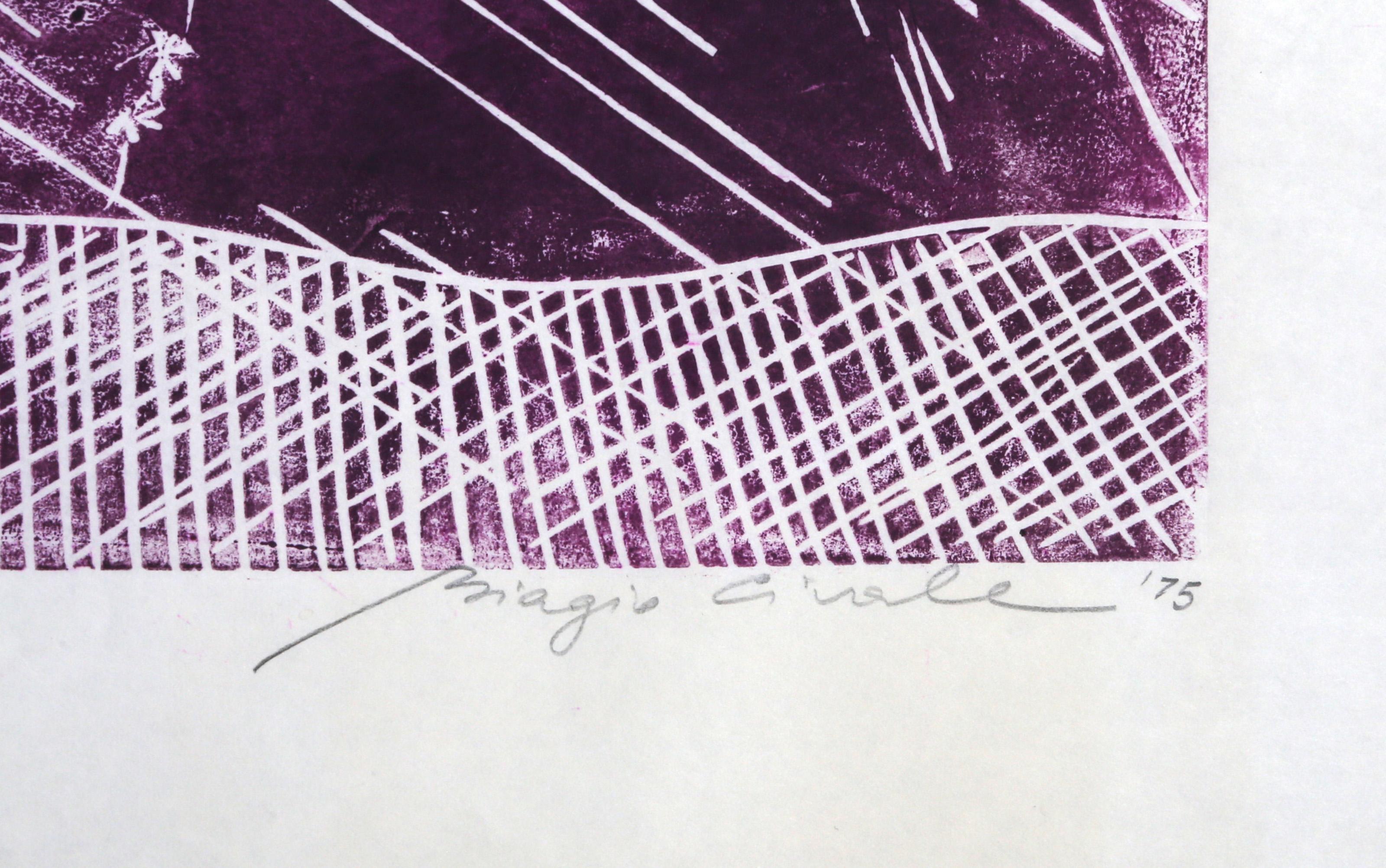 Biagio Civale, Italian/American (1936 - ) - Matermita, Year:  1975, Medium:  Linocut on thin tissue paper, Signed, numbered, dated, and titled in pencil, Edition:  A/P, Image Size:  13 x 13 inches, Size:  25 x 21 in. (63.5 x 53.34 cm)