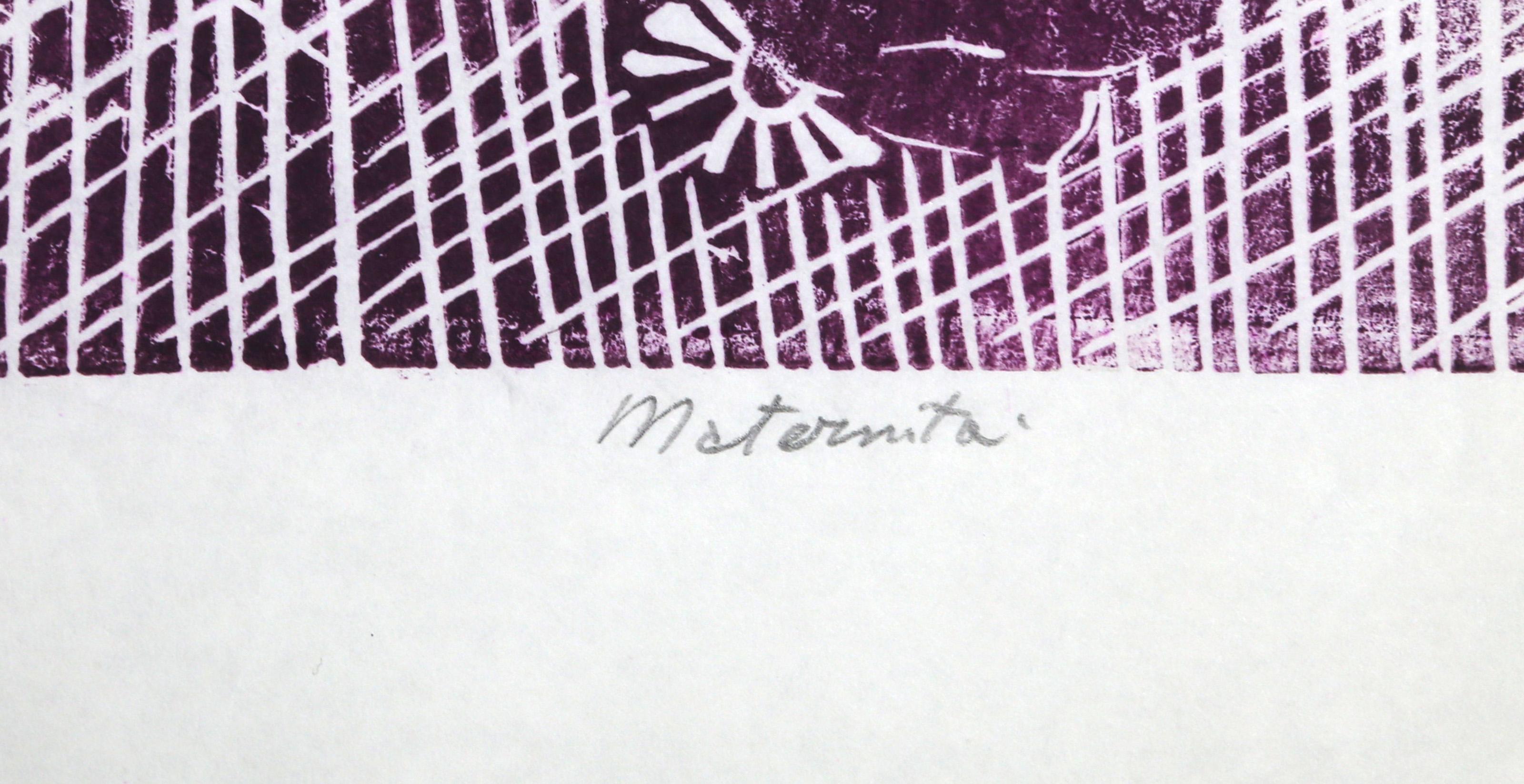 Matermita, Modern Linocut on thin tissue paper by Biagio Civale For Sale 1