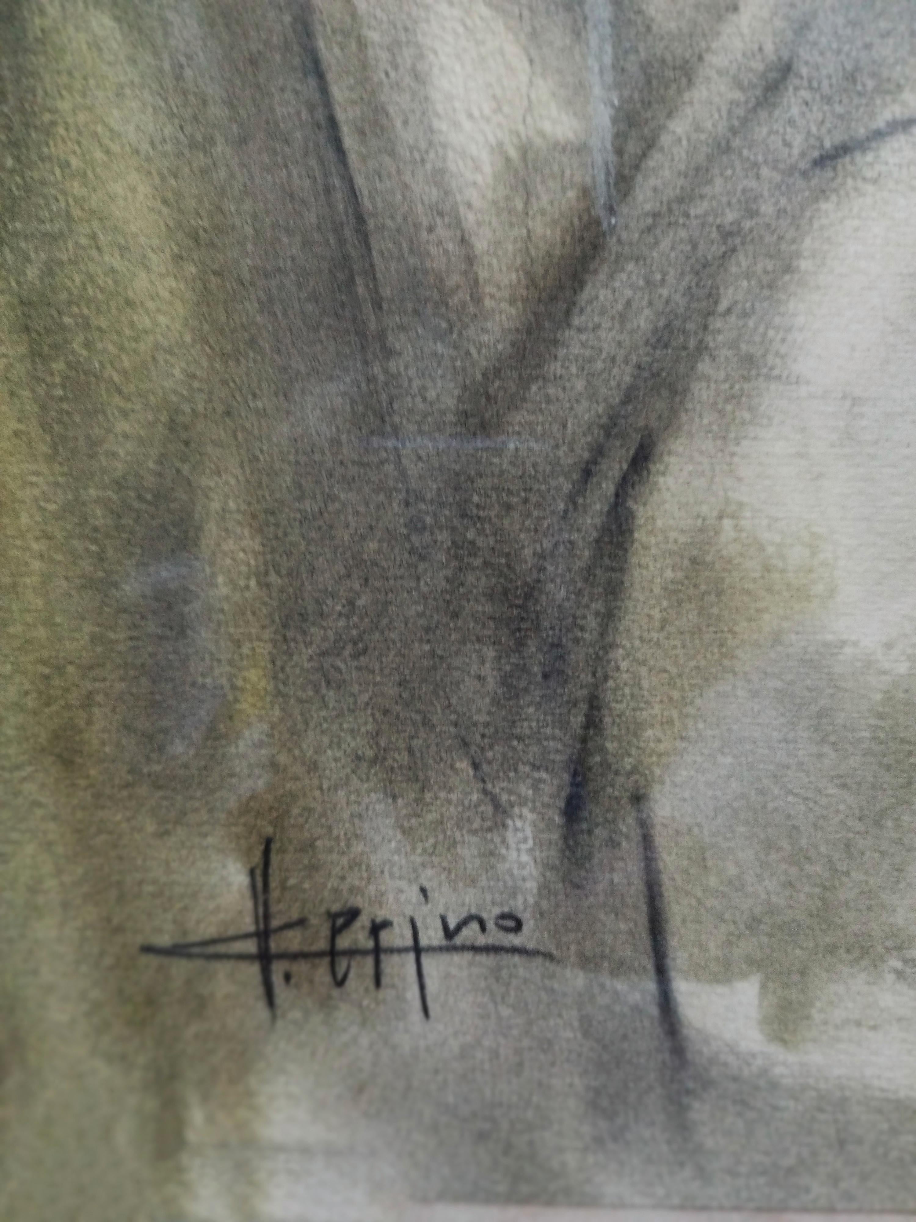 MATERNITY - Lithograph on paper signed Vincenzo Cerino - Beige Portrait Print by Unknown
