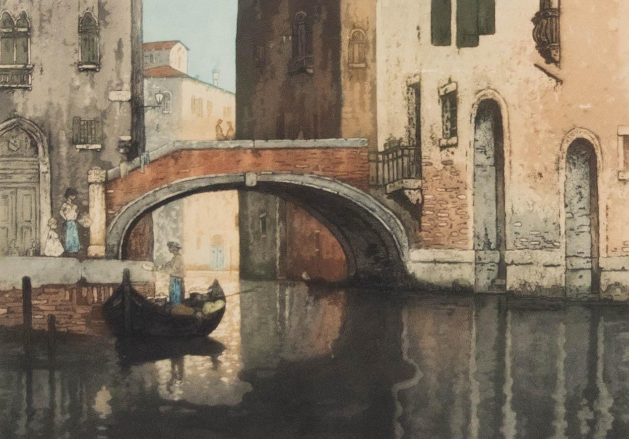 Maurice Bompard (1857-1936) - Framed Early 20th Century Aquatint, Quiet Canal - Print by Unknown