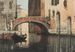 Maurice Bompard (1857-1936) - Aguatinta enmarcada de principios del siglo XX, Canal tranquilo