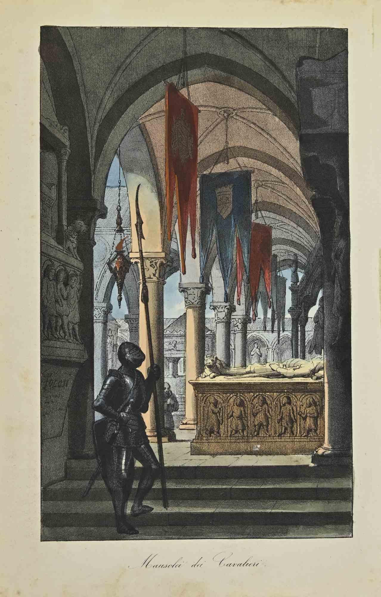 Unknown Figurative Print - Mausoleum of the Knights - Lithograph - 1862