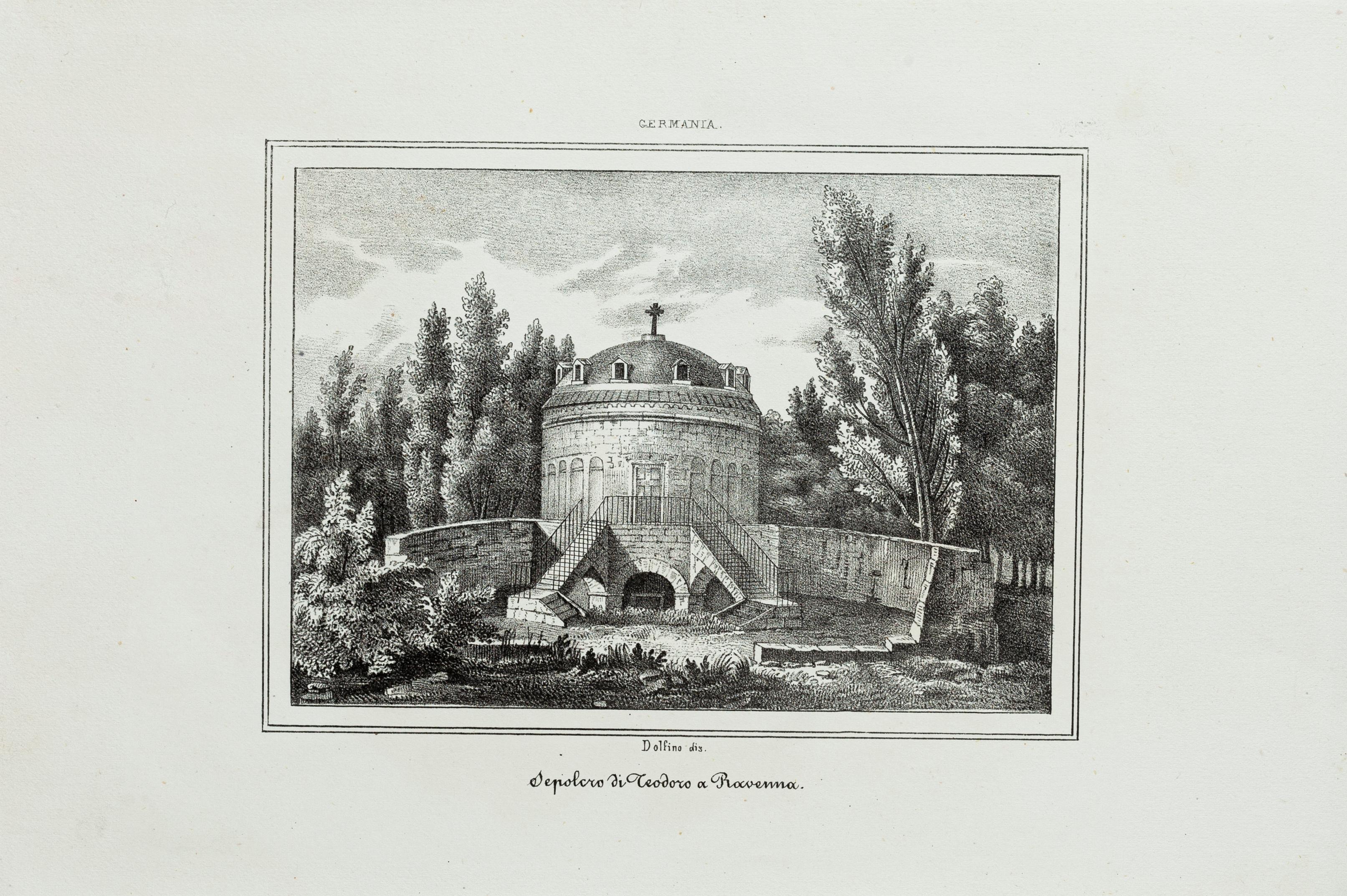 Mausoleo de Teodoro en Rávena - Litografía - Siglo XIX - Print de Unknown