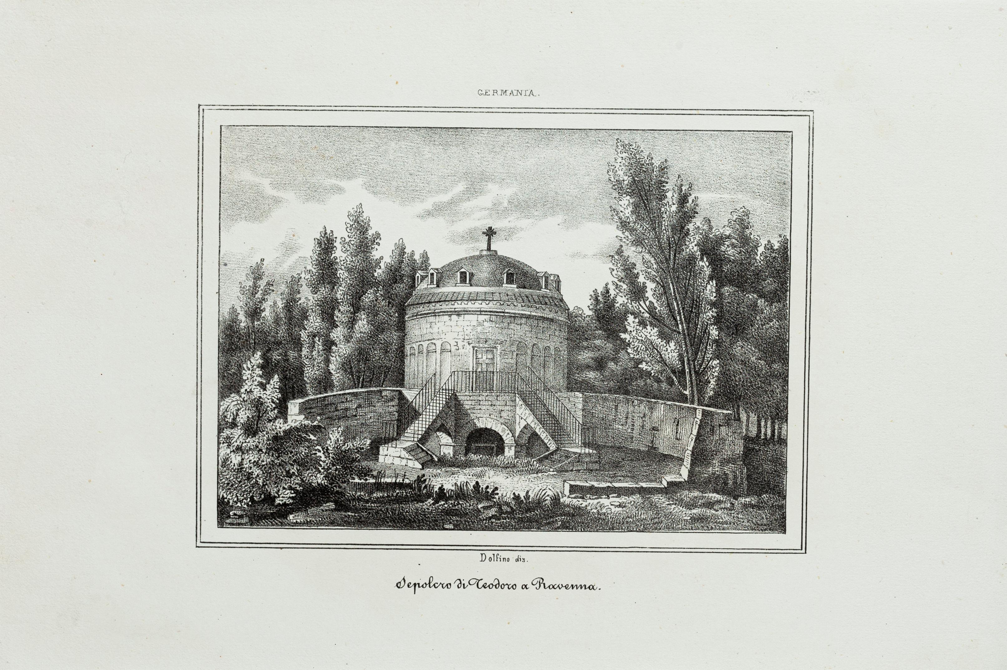 Mausoleum of Theodore in Ravenna - Lithograph - 19th Century - Print by Unknown