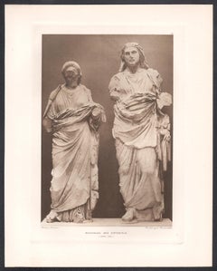 Mausolos and Artemesia, British Museum Roman Classical sculpture photogravure