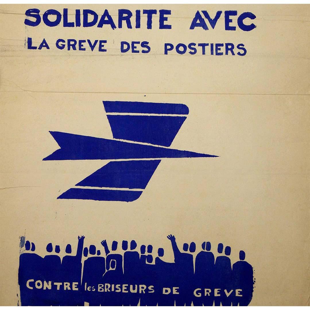 May 1968 original poster - Solidarity with the postal workers’ strike For Sale 1