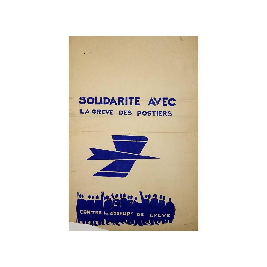 May 1968 original poster - Solidarity with the postal workers’ strike For Sale 2