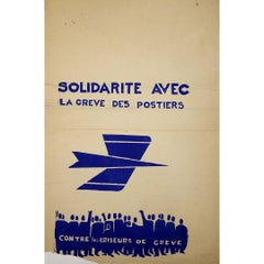 Vintage May 1968 original poster - Solidarity with the postal workers’ strike