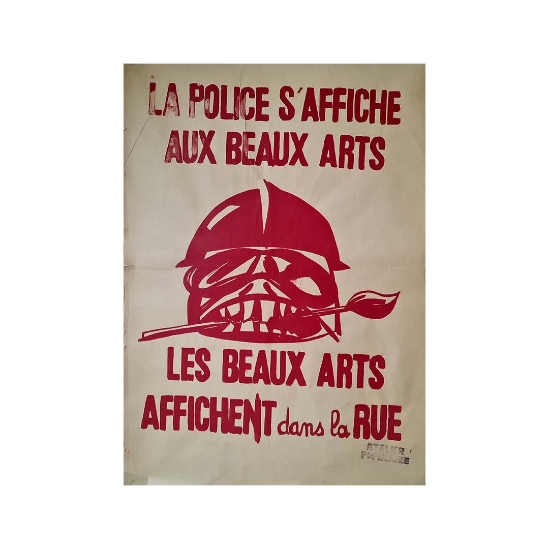 May 1968 poster La police s'affiche aux beaux arts For Sale 2