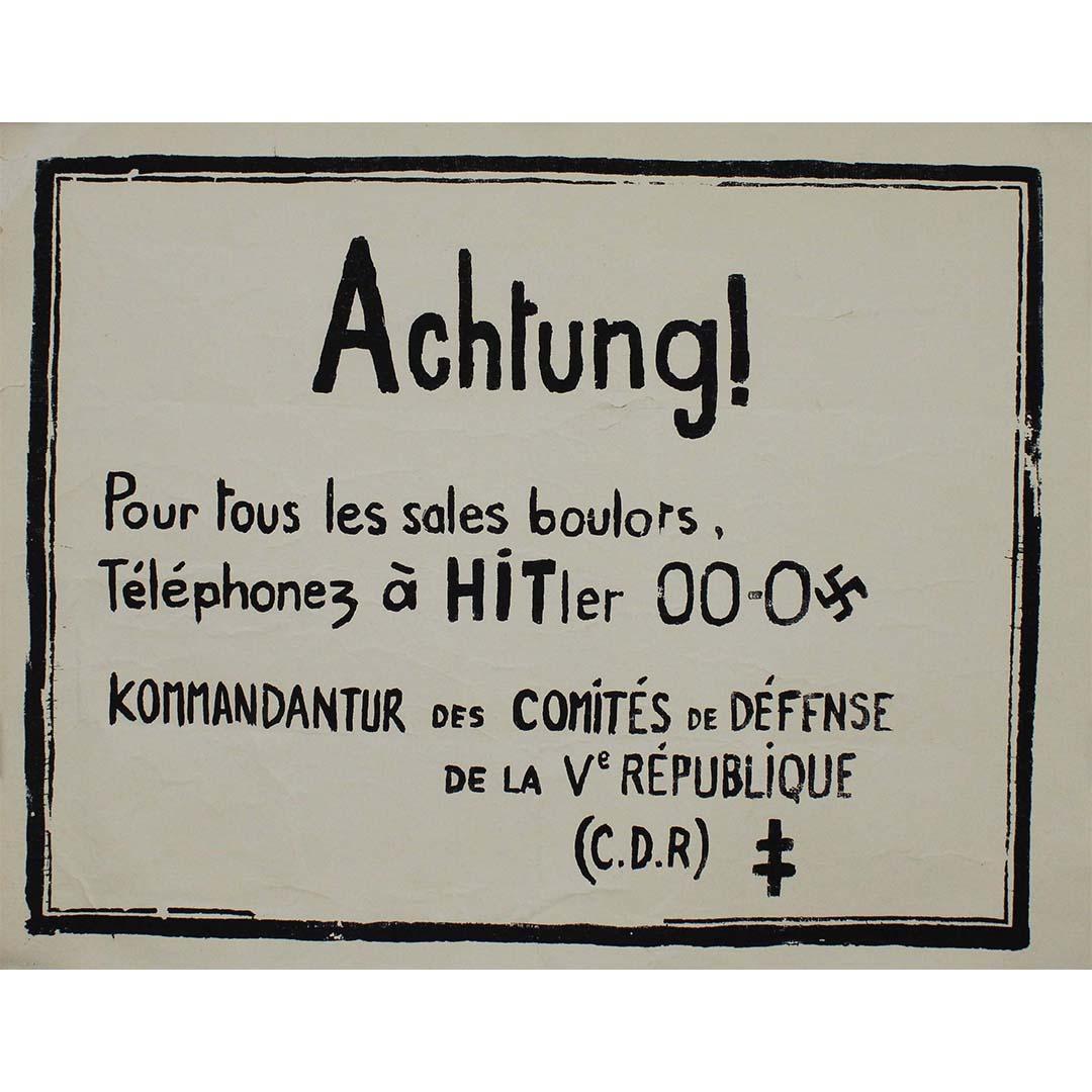 May 68 Original poster Achtung! Pour Tous les Sales Boulots Téléphonez à Hitler - Print by Unknown