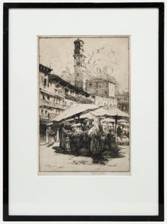 May Louise Greville Cooksey (1878-1943) - 1915 Etching, Piazza delle Erbe