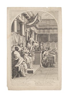 Meeting f the Pope's Sacred Council (Congrès sacré du pape) - gravure originale - 17ème siècle