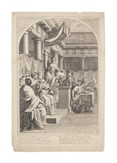 Meeting f the Pope's Sacred Council - Original Etching - 17th Century