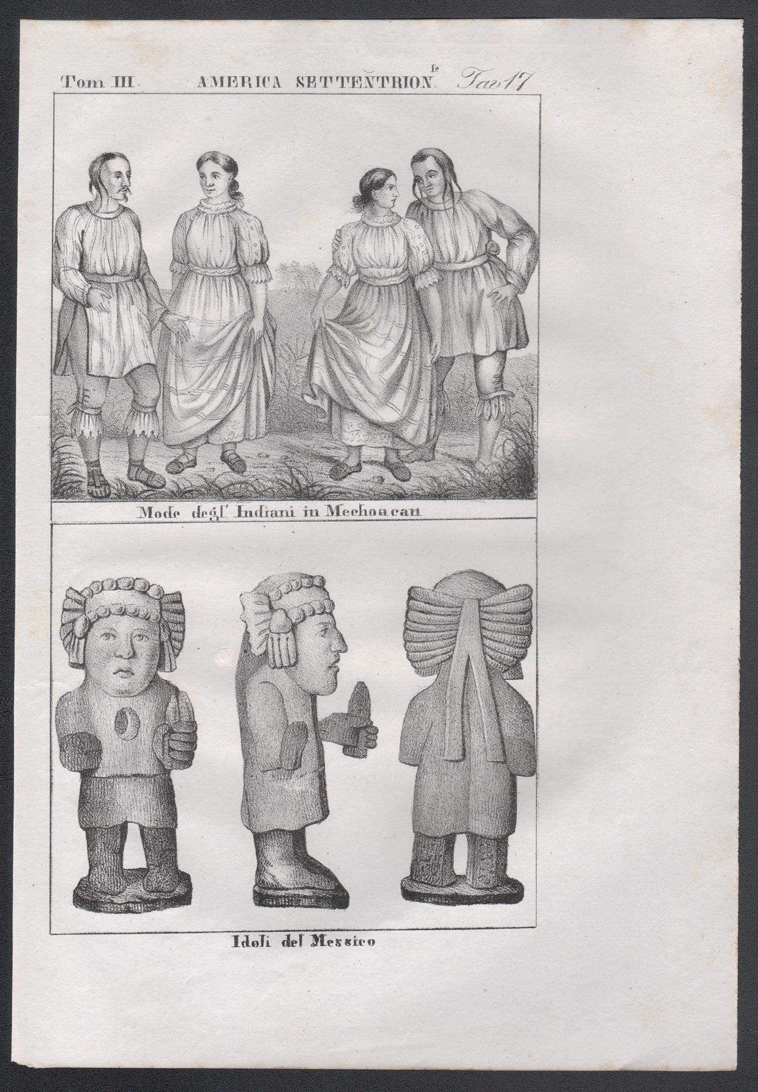 Abito messicano e idoli messicani, Messico, America, litografia della metà del XIX secolo. - Print di Unknown