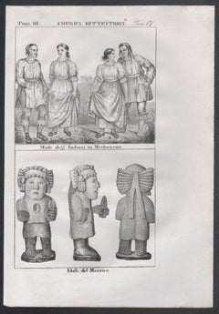 Mexican Dress and Mexican Idols, Mexico, America, mid 19th century lithograph.