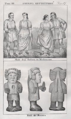 Abito messicano e idoli messicani, Messico, America, litografia della metà del XIX secolo.