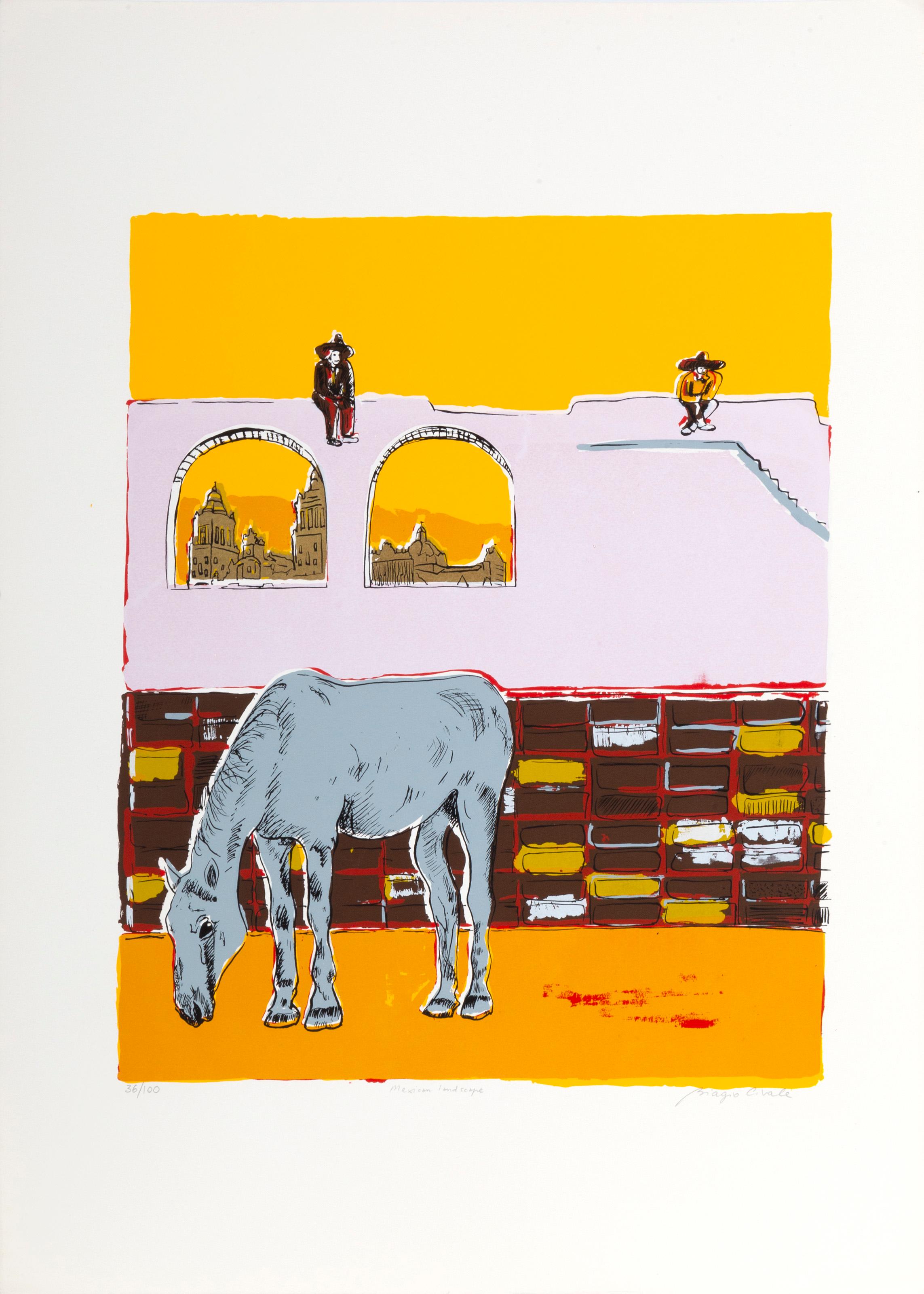 Mexican Landscape, Modern Screenprint by Biagio Civale