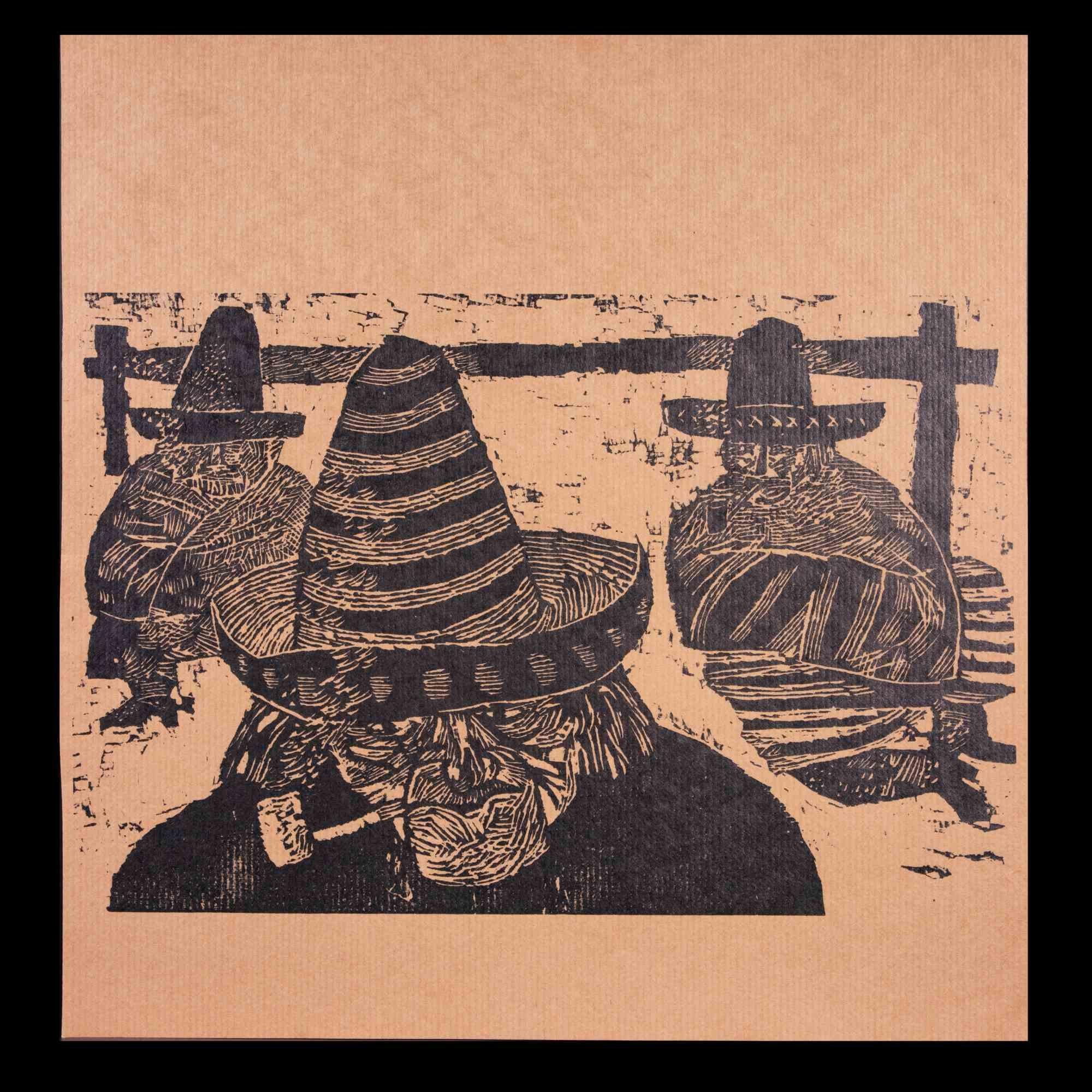 Mexikanischer Original-Holzschnitt  - Anfang des 20. Jahrhunderts