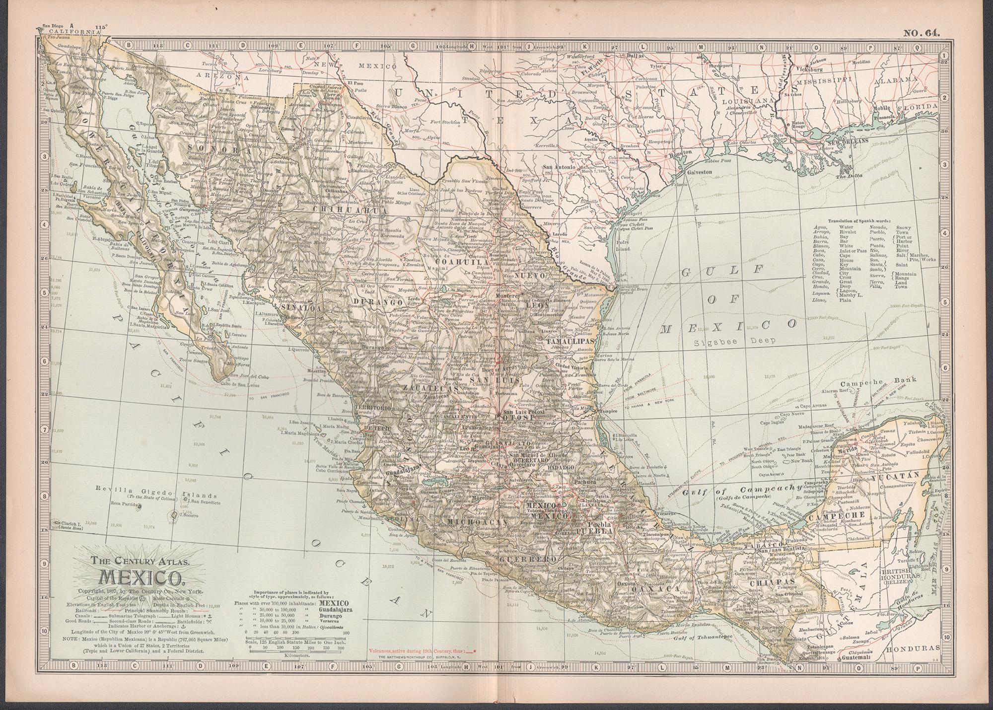 Mexiko. Antike Atlas-Vintage-Karte – Print von Unknown