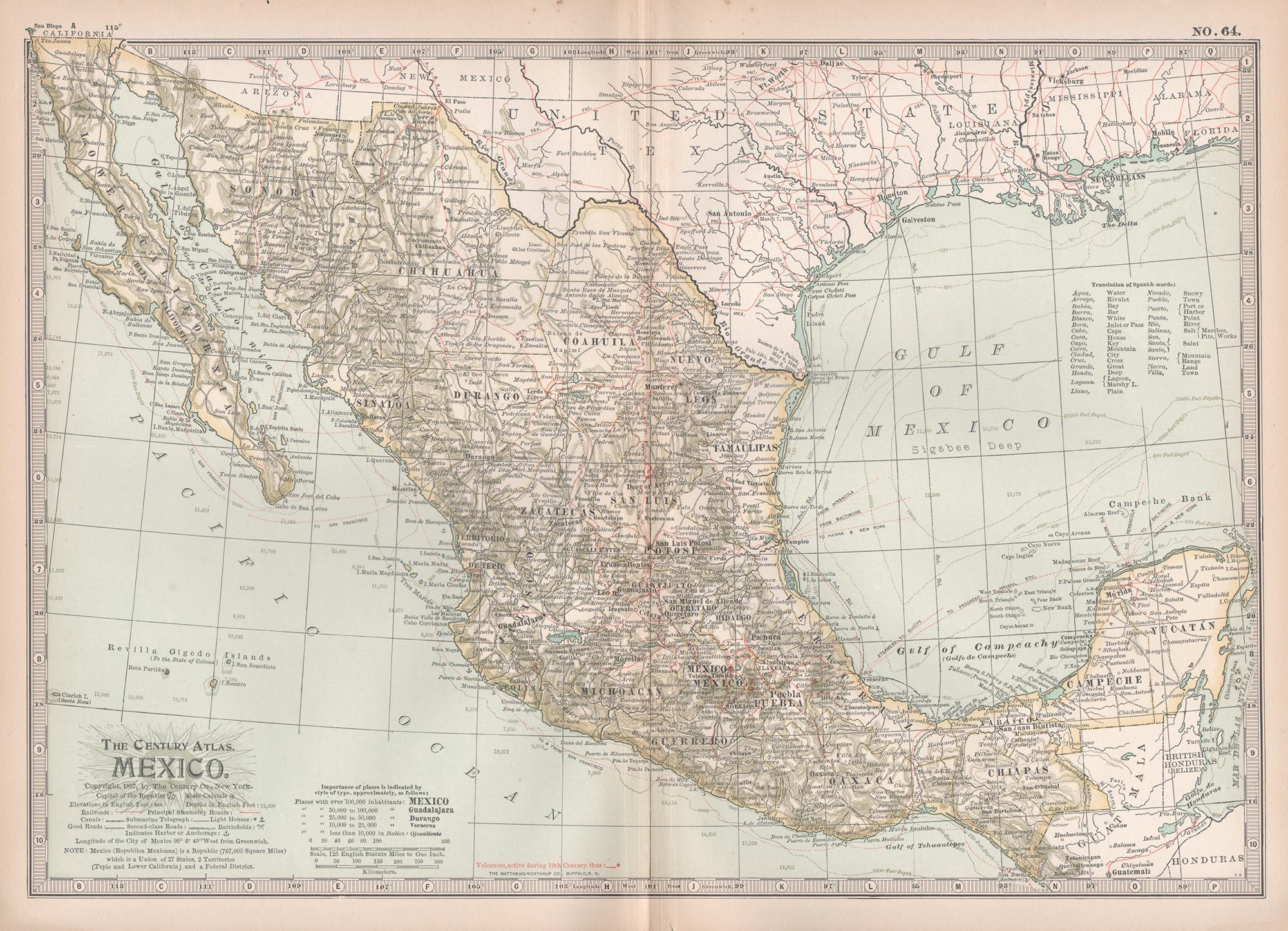 Unknown Print – Mexiko. Antike Atlas-Vintage-Karte