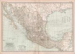 Mexique. Carte vintage Atlas du XXe siècle