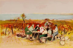 Michel Jouenne - 20th Century Lithograph, The Grape-Pickers' Lunch