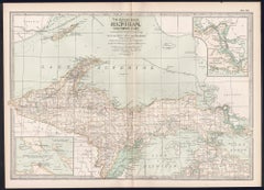 Michigan, Northern Part. USA. Century Atlas state antique vintage map