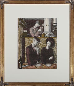 Mid 20th Century Lithograph - Lovers at the Cafe