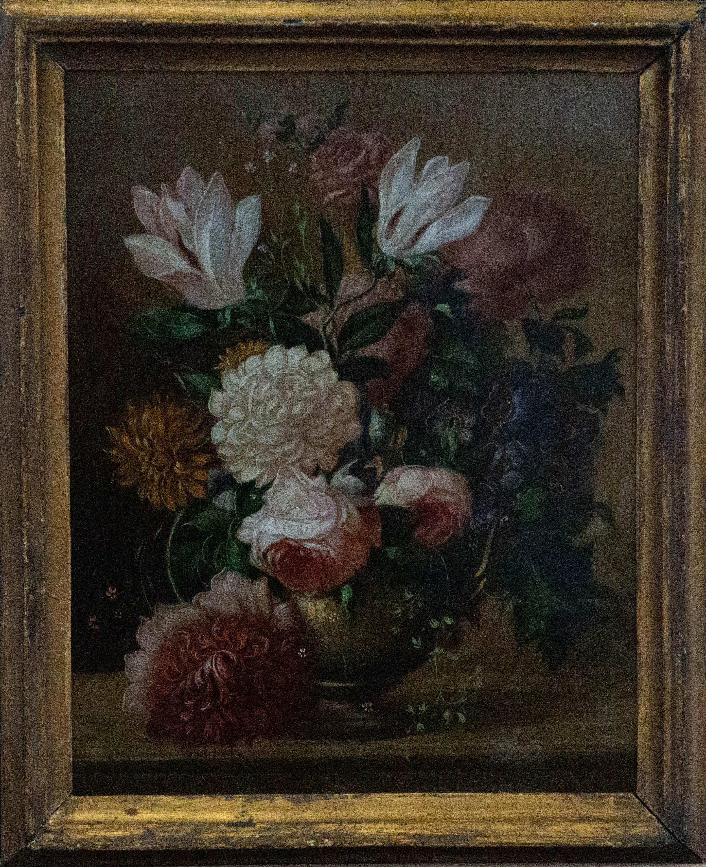 Unknown Still-Life Print - Mid 20th Century Oil - Floral Array