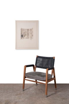 Mid-Century Modern Experimental Abstract Lithograph in Neutral Tones 1960s