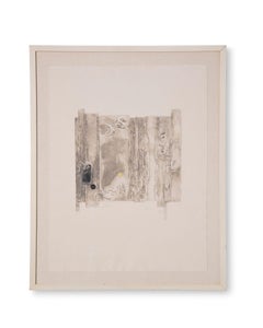 Mid-Century Modern Experimental Abstract Lithograph in Neutral Tones 1960s