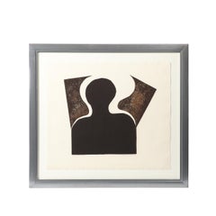 Mid-Century Modernist Screen Print titled "Man" signed Sheng Hey C. 1973