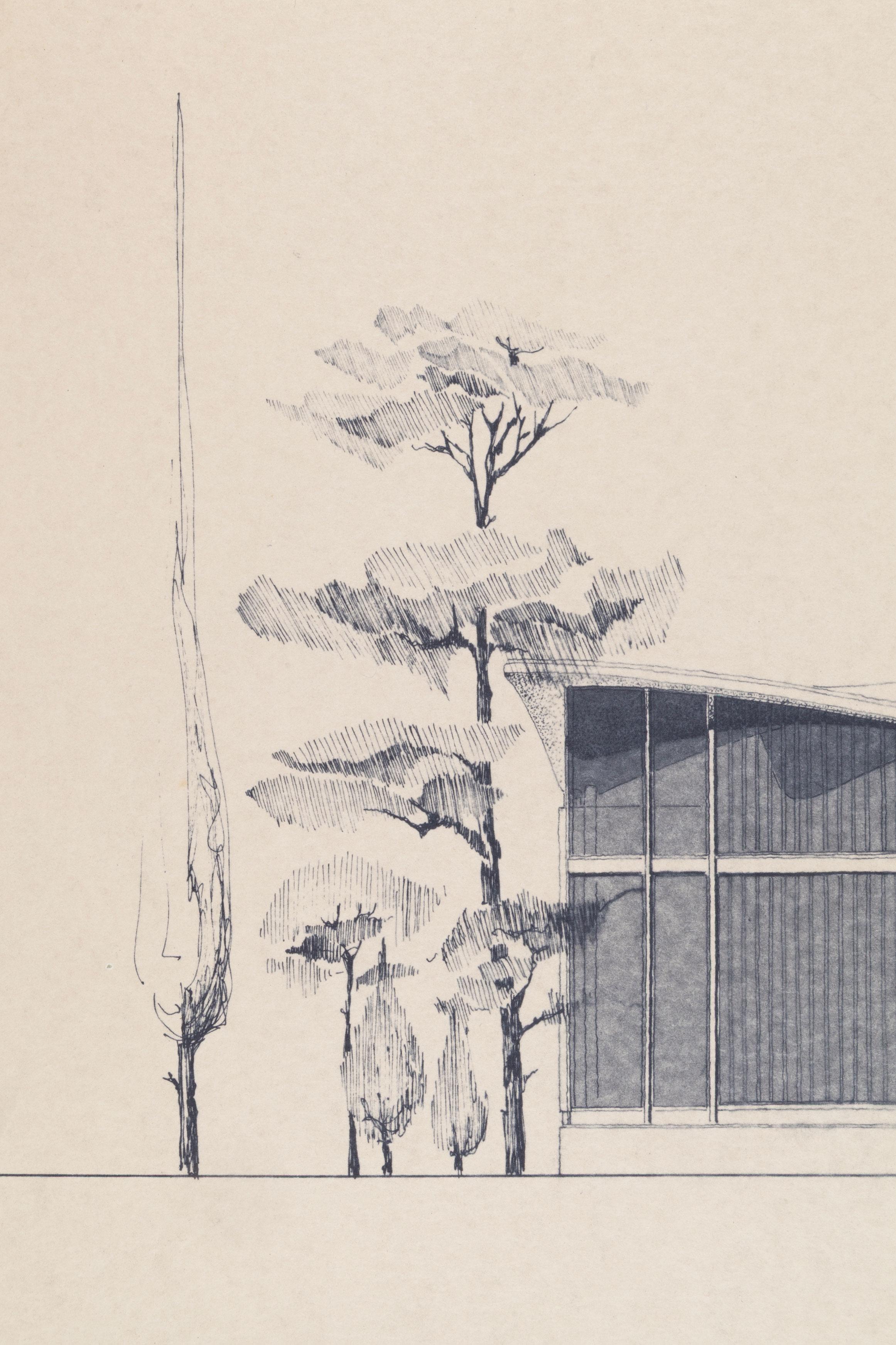 Architettura di villa moderna del Midcentury - Print di Unknown