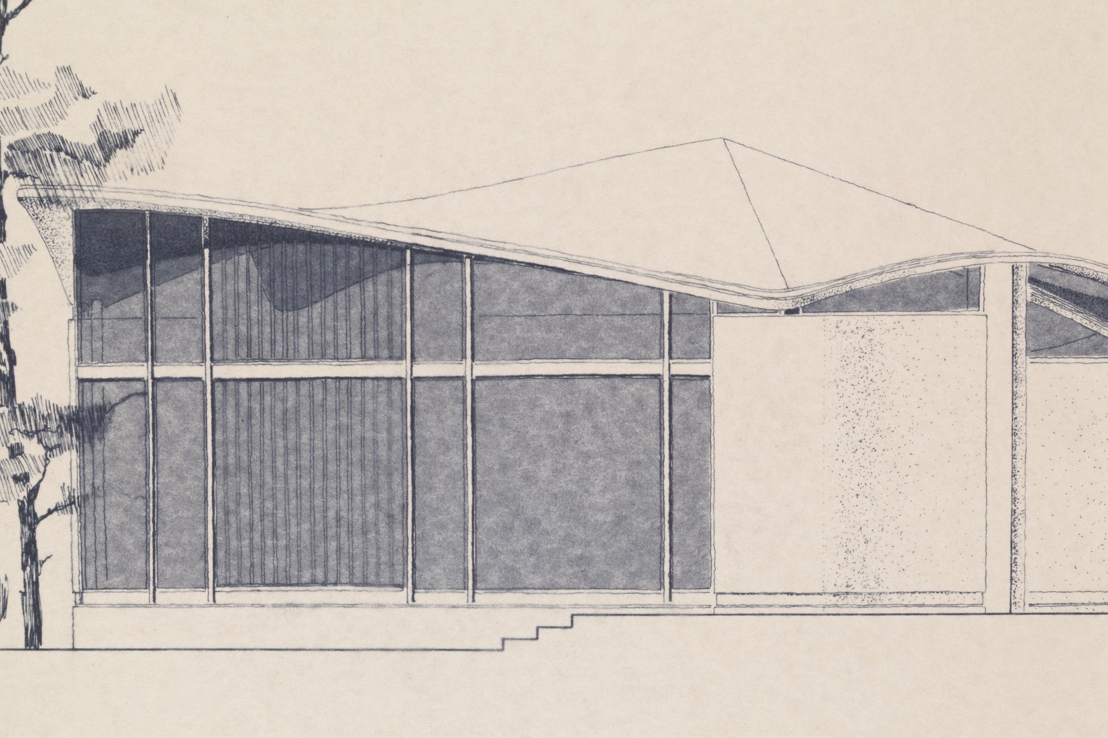 Architettura di villa moderna del Midcentury - Print Beige di Unknown