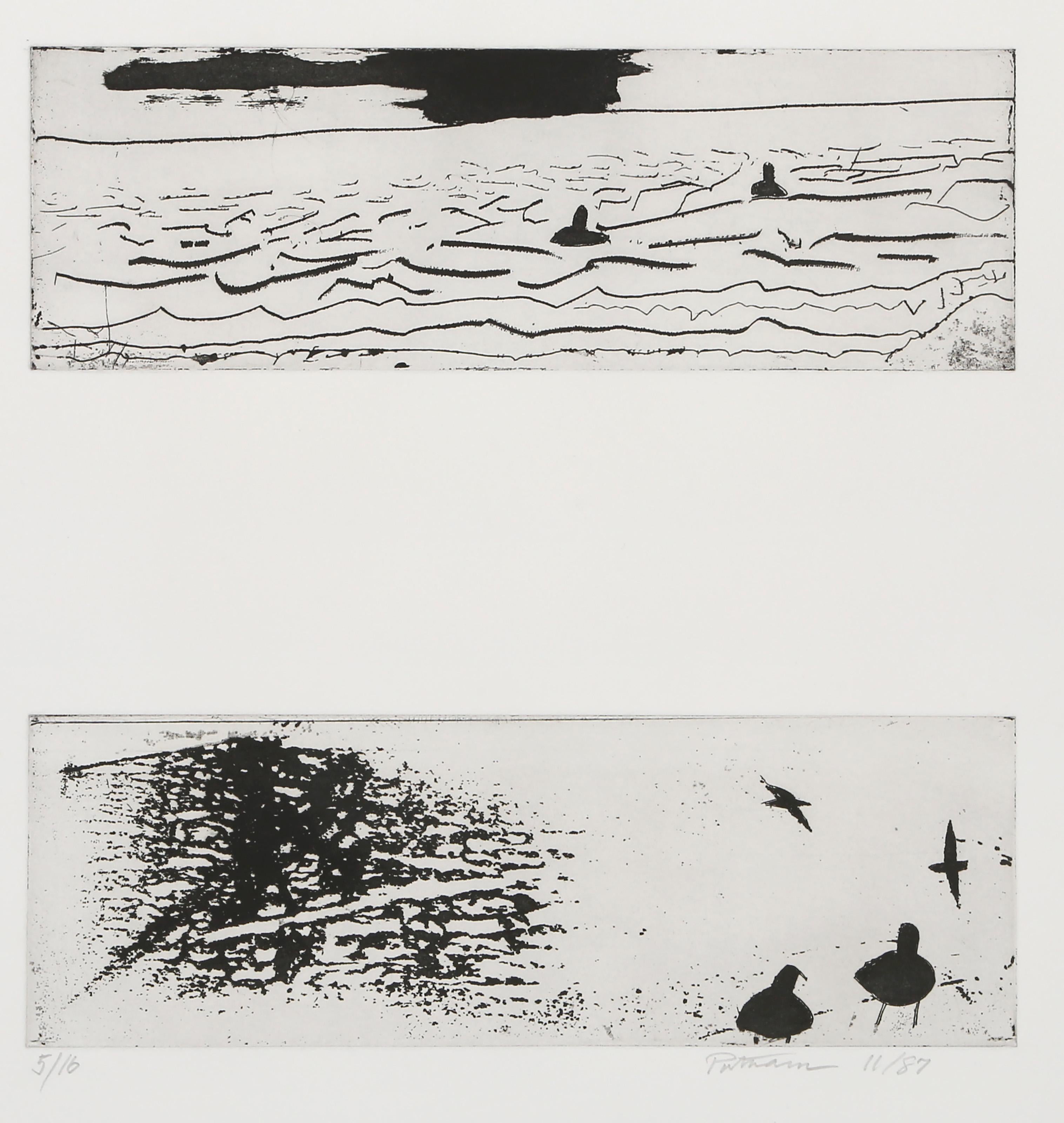 Wallace Putnam, American (1899 - 1989) - Migration, Year:  circa 1987, Medium:  Etching, signed, dated and numbered in pencil, Edition:  5/16, Image Size:  12 x 11.75 inches, Size:  17.25 x 16 in. (43.82 x 40.64 cm), Description:  From the
