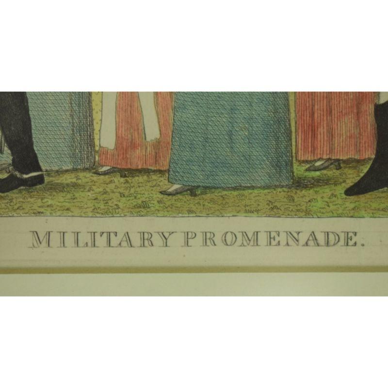 Military Promenade c1795 Colour Litho For Sale 2