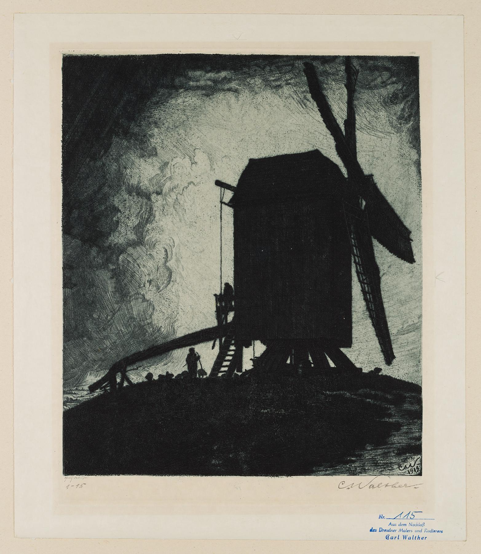 Mill backlit - Print by Carl August Walther