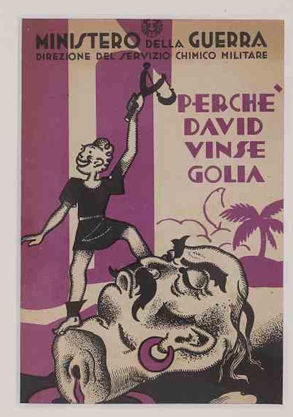 Figurative Print Unknown - Le ministère de la Guerre - Pourquoi David a vaincu Golia - Lithographie originale - 20e siècle