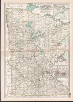 Minnesota. USA. Atlante di stato Century Atlas antica mappa d'epoca