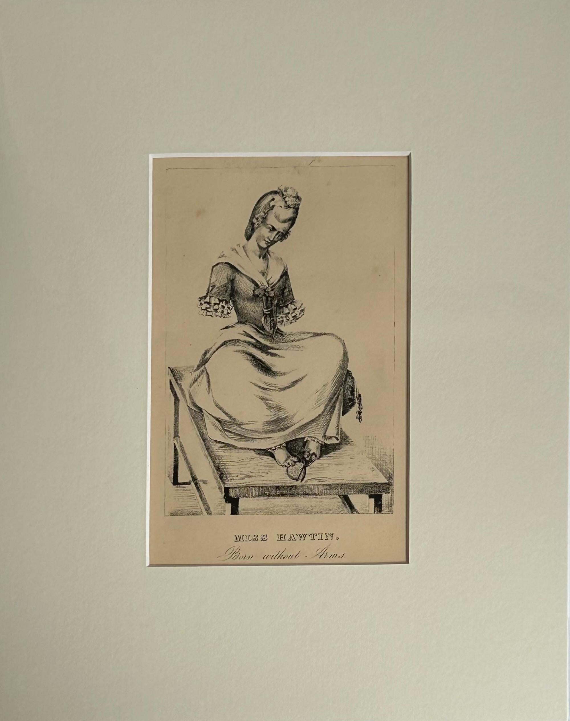 Miss Hawtin - Born without Arms - Print by Unknown