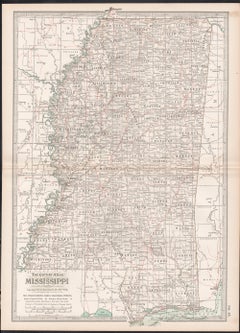 Mississippi. USA Century Atlas state antique vintage map