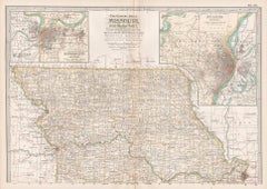 Missouri. Nördlicher Teil. USA. Atlas-State, antike Vintage-Karte, Jahrhundertmitte