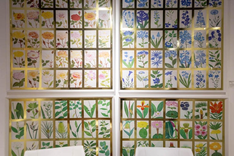 Modern Garden Collection 3 Gold Leaf Herbarium Framed