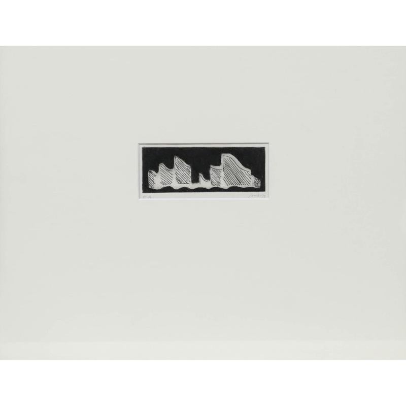 Modernist 1973 Aquatint - Abstract Skyscrapers I - Print by Unknown