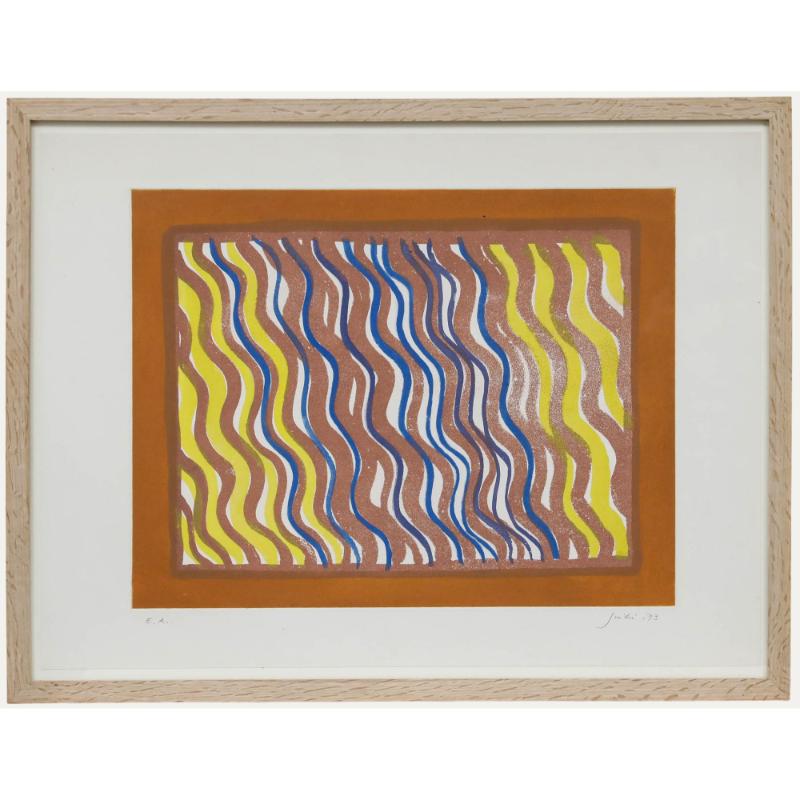 Unknown Abstract Print - Modernist 1973 Aquatint - Abstract Waves